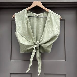 Whimsy + Row Valentina Tie Front Valentina Top, sage, sz M